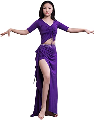 ベリーダンス セットアップ衣装 紫と白 ベリーダンスのレッスン着 ベリーダンス セットアップ衣装 紫と白 ベリーダンスのレッスン着